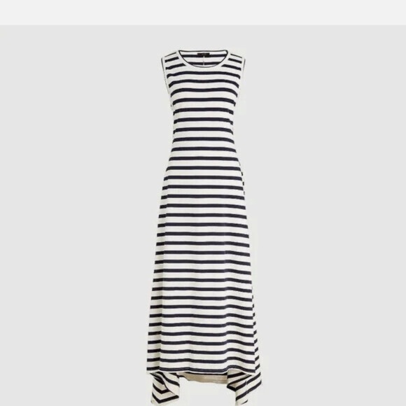 Navy and White Striped Sleeveless Dress - Picture 2 of 9
